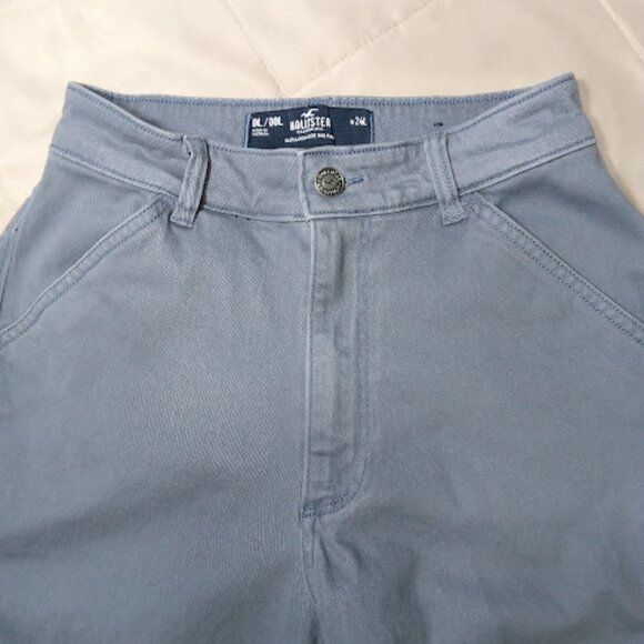 HOLLISTER | Ultra High Rise Dad Pant Long Straight Leg Blue Cargo Pants 24L - Picture 4 of 10